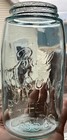 Clean Clear Aqua Ball Script Underscore Mason s Patent 1858 Quart Fruit Jar Nice