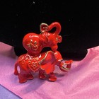 Red Enamel Elephant Brooch Pin Gold Tone Metal  Animals   Insects Theme