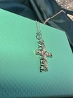 New tilffany co 21ct diamond platinum Cross Pendant 17  Necklace In Box