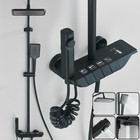 Black Rain Shower Faucet System Exposed Shower Fixtures Set With Handheld Shower
