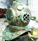 Antique Brass Diving Helmet Anchor Engineering Rustic Nautical Decor Us Navy Art