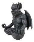 Medieval Gothic Horned Demonic Gargoyle With Wings In Yoga Meditation Figurine