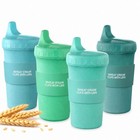 4 Pack Wheat Straw Sippy Cups For Toddlers Kids Spill Proof Reusable Plastic Cup