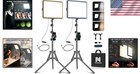 2-pack Led Video Light Kit Dimmable Photography Studio Lighting With Tripod