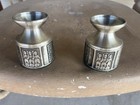 Norway H-s Konge Tinn Pewter Candle Holders Pair 3    Tall