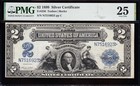 Nice Bold   Crisp Vf 1899  2  ag mechanics  Silver Certificate Pmg 25  16923
