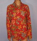 Vintage 1970s Jc Penney Groovy Group Flower-power Button Down Shirt  M 10