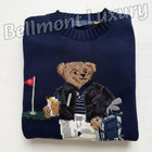 Polo Ralph Lauren Polo Bear Golf Bag Navy Crewneck Sweater Women s Size L Nwt
