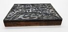 Letterpress Type Printing Block Village Town Large Cut Metal On Wood Vintage