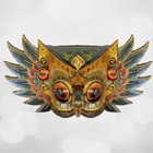 Balinese Hand Carved Wood Owl Mask   Winged Wall Decor