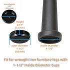 Wrought Iron Patio Furniture Feet Caps - Furnigear 1-1 2  Round Plastic Outdoor