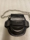 Harley Davidson Motorcycles Pocket Watch Holder Black Leather Case With Chain