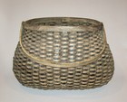 Old Antique Vtg Ca 1890s Very Unusual Large Bulbous Swing Handle Splint Basket