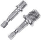 2pcs Silver Electric Drill Accessories Outer Hexagon Conversion Rod M10 m14