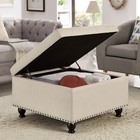 Large Square Upholstered Storage Ottoman Coffee Table For Living Space