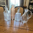 Set Of 4 Decorative Glass Bottles Decanters Clear   Amber Mixed Styles