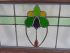 Vtg English Leaded Floral Stained Glass Window W frame Suncatcher 26  X 16 5 