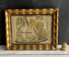 19th Century Miniature Georgian Needlework Pair Bird Butterfly Mourning Tree