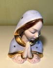 Italian Painted Vintage Ceramic Praying Virgin Mary Madonna Bust Signed Number