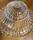 Vintage Glass Ceiling Light Shade Large Flared Scallop Ribbed Lamp Clear Heavy 1