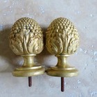 Set Of 2 Large Antique Late 19th Century Solid Bronze Curtain Rod Finials    2  