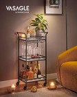 Vasagle Bar Cart With 3-tier Shelf  Wine   Glass Holders  Mini Bar For Small    