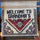 Vintage Persian Rug Multicolor Wooden Loom Table Top Display Welcome To Grandmas