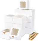 50pcs White Cookie Boxes With Window  4x4x2 5 Inches Bakery Boxes With 5pcs S   