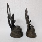 Two 19th C Antique Chinese Tibetan Buddha Figures Repousse Bronze Copper Alloy