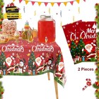 Merry Christmas Plastic Tablecloth 2 Pack Disposable Rectangle Table Cloth Chris