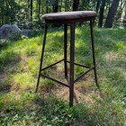 C a  Strelinger Co Industrial Stool Wood Seat Metal Base Detroit Vintage