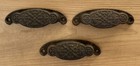 Ds-183   three  3  Matching Antique Cast Iron Apothecary Cabinet Drawer Pulls