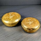 Vintage Solid Brass Powder Jars Set 2 Bird Trinket Boxes Made India Vanity