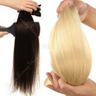 Premiem Clip In 100  Remy Real Human Hair Extensions Full Head Blonde White Soft