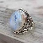 Rainbow Moonstone 925 Sterling Silver Handmade Statement  Ring All Size R224