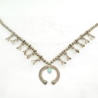 Native American Sterling Silver Blue Number 8  Squash Blossom Turquoise Necklace