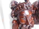 Chinese Asian Mask Sculptures Carved Rosewood W  Inlays Daoist Deities Warrior