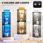 6-tier Corner Display Case Curio Cabinet With Glass Shelves   3-color Led Lights