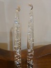 Vintage Lucite Acrylic Clear Taper Pair Candles Silver Flake 10    Mcm Box Incl 
