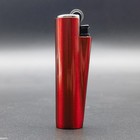 Full Size Red Clipper Refillable Metal Regular Flame Lighter W  Case Portable