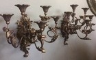 Antique 19th Century Italian Wall Sconces Pair Candelabras Wood   Gesso