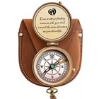Brass Flat Compass With Leather Case Custom Engraving Couples Name Best Gift