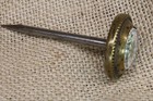 Old Picture Nail 8 Point Green Flower Star Hanger Brass Bead Edge Vintage 1870
