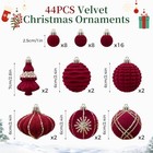 Burgundy Velvet Christmas Ornaments - 44pcs Set For Tree Decorations