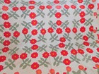 Antique Vtg Wreath Of Roses Hand Stitched Appliqu   Quilt Red   Green 102x104 