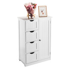 White Freestanding Bathroom Storage Cabinet 4 Drawers Adjustable Shelf Bedroom