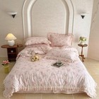 Boho Floral Duvet Cover Set Twin Size 3 Pcs pink Flower 100  Cotton Muslin Ga   