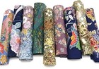 S013_bundle  Japanese Kimono Silk Fabric Set  9 Pieces