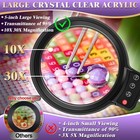Hqgzql 10x 30x Large Magnifying Glass Light And Stand 5-inch Lighted Magnifier