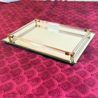 Vintage Mirrored Vanity Tray Lucite Acrylic Brass Gold Frame Perfume Organizer